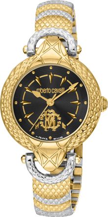 Roberto Cavalli Womens Brown Dial Gold Bezel Stainless Steel Watch - Silver & Gold - One Size