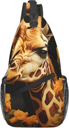 Generic Giraffe Among Yellow Flowers Sling Bag Trendy Cross Body Bag Anti Theft Sling Backpack For Men Women Traveling