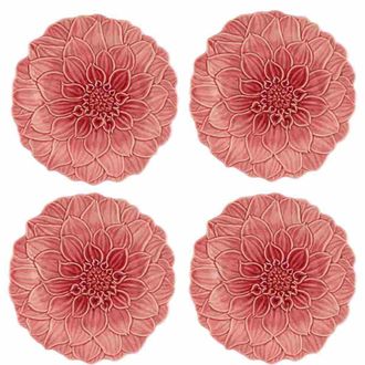 Bordallo Pinheiro Plato de Postre Dahlia Maria Flor - Set 4 pz