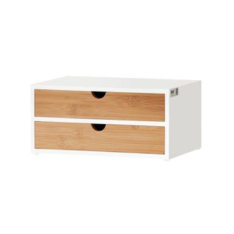 SoBuy Estante para c&aacute;psulas de caf&eacute; con 2 cajones madera blanco