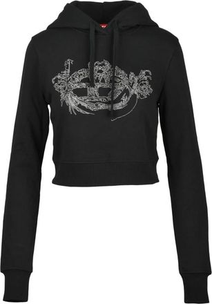 Diesel Felpa Corta - Dames - Hoodies - Zwart - S - Katoen - Hoodies & sweatvesten