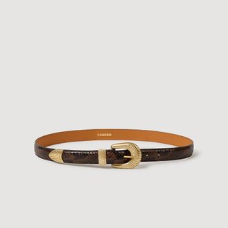 Sandro Python-effect leather belt