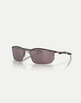 Oakley Wire Tap 2.0 - Occhiali da sole rettangolari color peltro con lenti polarizzate marroni specchiate-Grigio