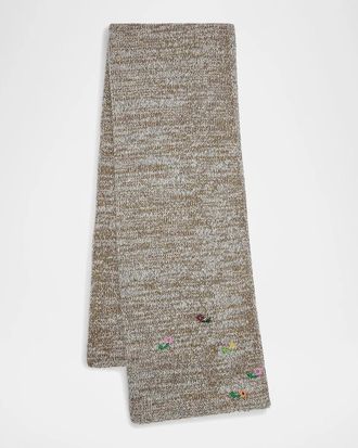 Dries Van Noten Maila Floral-Embroidered Wool-Blend Scarf