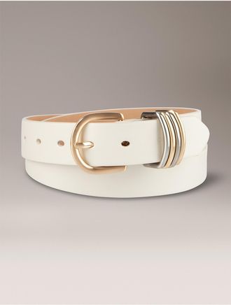 Calvin Klein Womens Mixed Metal Loops Belt - Light Beige - XS