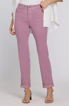 NYDJ Marilyn Triple Stitch High Waist Straight Leg Jeans in Dusky Daisy at Nordstrom, Size 10P