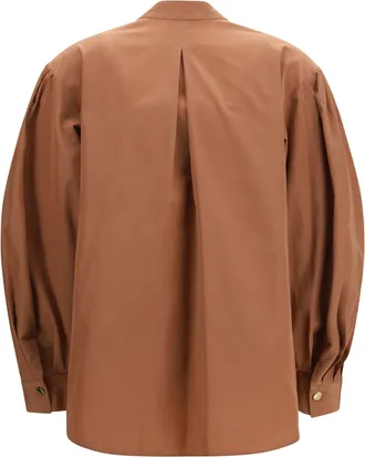 Forte_Forte Womens High-Neck Top Mousse Polyester; Cotton Shirt