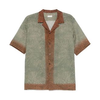 Dries Van Noten Short Sleeve Shirts, male, Green, Size: M Carltone Shirt