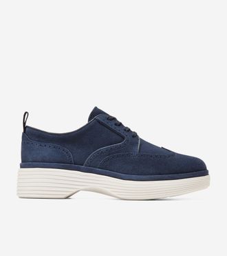 Cole Haan Womens &Oslash;riginal Grand City Platform Wingtip Oxford Shoes - Blue Size 5.5