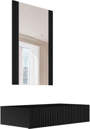 Mirjan24 Mobilier1 - Tocador Levmari 111, Negro, Espejo, 97x80x42cm