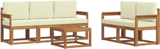 vidaXL Conjunto De Sof&aacute;s De Exterior 6 Uds. Natural Y Crema Vidaxl