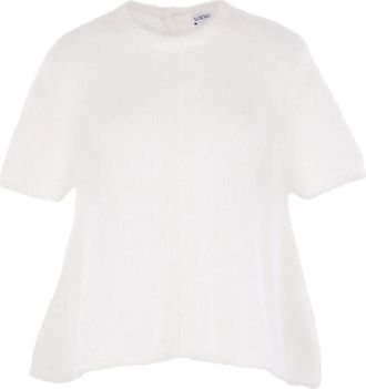 Loewe Rondgebreide trui met korte mouwen - Dames - Ronde hals truien - Wit - XS - Truien & Vesten