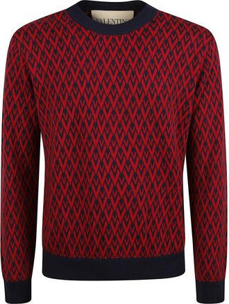 Valentino Garavani Geometric Pattern Crew Neck Sweater - Heren - Ronde hals truien - Veelkleurig - L - Truien & Vesten