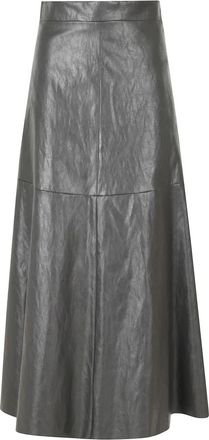 Federica Tosi Circle Skirt - Dames - Leren & Su&egrave;de rokken - Grijs - L - Leer - Rokken