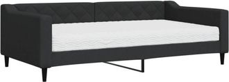 vidaXL Sof&aacute; Cama Con Colch&oacute;n Tela Negro 100x200 Cm Vidaxl