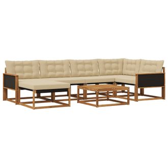 vidaXL Conjunto De Sof&aacute;s De Exterior Con Coj&iacute;n 7 Pcs Natural Y Beige Vidaxl