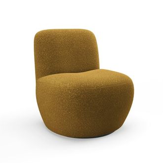 Sia Home Sill&oacute;n giratorio de sal&oacute;n tejido rizo mostaza
