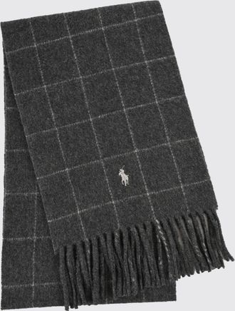 Polo Ralph Lauren Check Wool Blend Scarf with Pony Logo and Fringed Hem