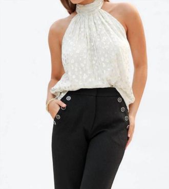 Bishop + Young Moon Light Mile Esme Tie Neck Top In Cream Animal Print