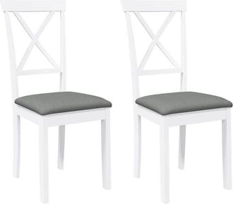 vidaXL Vidaxl - Sillas de comedor con cojines 2uds madera maciza blanco caucho