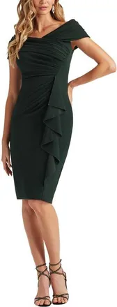 Tadashi Shoji Side Drape Crepe Sheath Dress in Dark Forest at Nordstrom, Size X-Large