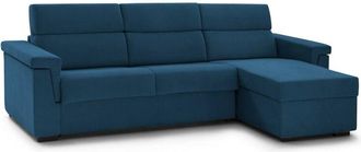 Dmora Dmora - Sof&aacute; Fijo Con Pen&iacute;nsula Cintano, Sof&aacute; Esquinero Para Sal&oacute;n, Acolchado, Desenfundable, Calidad 100% Made In Italy, 285x160 H100 Cm, Azul