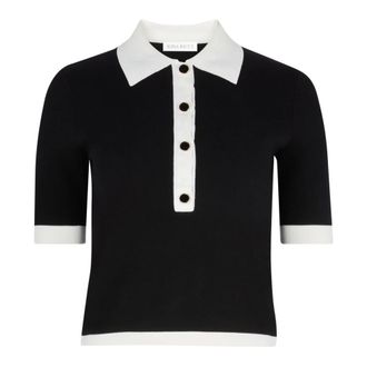 Nina Ricci Truien & Vesten, Dames, Zwart, XS, Katoen, Tweekleurige Cropped Polo