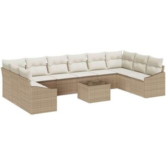 vidaXL Conjunto De Comedor De Jard&iacute;n Con Coj&iacute;n 11 Pcs Beige, Crema Vidaxl