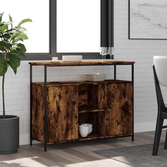 Berkfield Home Sideboard Smoked Oak 100x35x80 cm Engineered Wood in Brown | Size: 100 x 35 x 80 cm