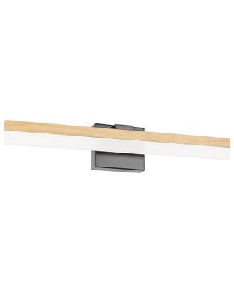 Eglo Eglo Palmital 1 Light Integrated Led Bath/Vanity Light With Natural Wood & Black Finish & Frosted Acrylic Shade