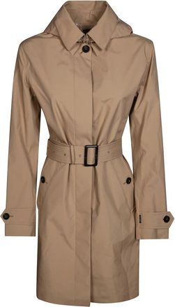 Save The Duck Cappotto Cappuccio Jackie - Dames - Jas met riem - Beige - S - Leer - Jassen