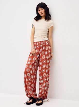 Twik Womens Smocked waist crinkled-effect pant