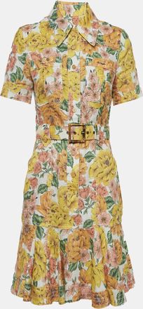 Zimmermann Yellow Floral Print Poppy Belted Mini Dress