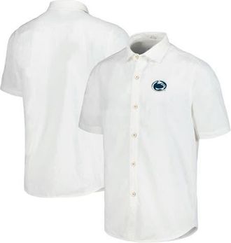 Tommy Bahama Mens Tommy Bahama White Penn State Nittany Lions Coconut Point Palm Vista IslandZone Camp Button-Up Shirt at Nordstrom, Size Xx-Large