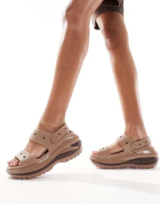 Crocs Mega Crush Sandals In Latte-Brown
