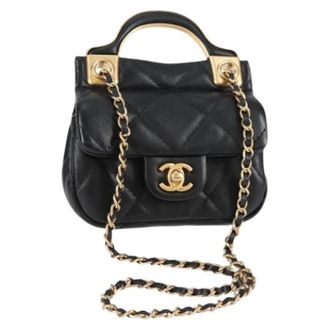 Chanel Pre-owned Leather chanel-bags - Dames - Pre-owned - Zwart - Maat: ONE Size Leer