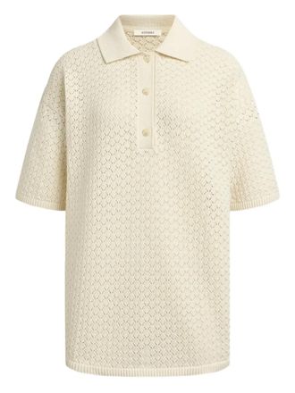 12 Storeez cotton knit polo top - women - Cotton - M - Neutrals
