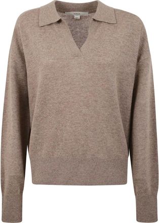 Remain Truien & Vesten, Dames, Beige, S, Polo Kraag V-Hals Trui