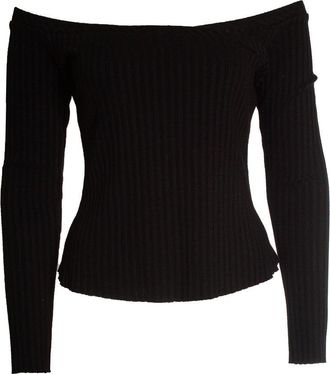 The Range The Range, off shoulder rib top in black