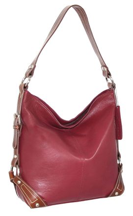 Nino Bossi Leather Bucket Bag in Cabernet