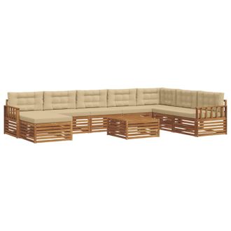 vidaXL Conjunto De Sof&aacute;s De Exterior 9 Uds. Natural Y Beige Vidaxl