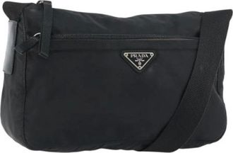 Prada Pre-owned Cross Body Bags, female, Black, Size: ONE SIZE Pre-owned Nylon Cross Body Bag