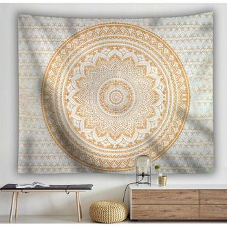 OEM Tapiz De Franela Con Mandala Dorado De Estilo &Eacute;tnico De 200 X 150 Cm Para Decoraci&oacute;n De Pared, Ideal Para Interiores Del Hogar Y Dormitorios