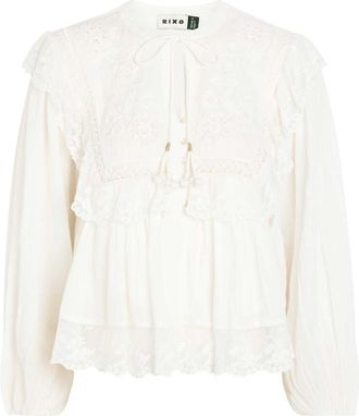 Rixo Rixo Diann Embroidered Cotton top - Ivory - 16 (UK 16 / XL)