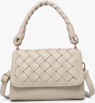 Jen & Co. Womens Marlowe Woven Satchel With Braided Handle In Greige