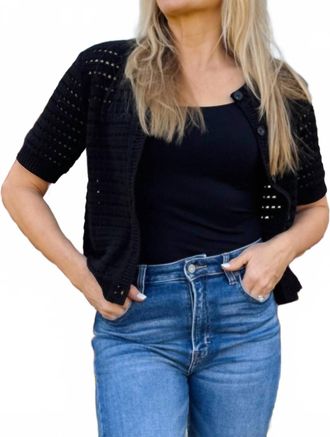 Dylan Crochet Cardi In Black