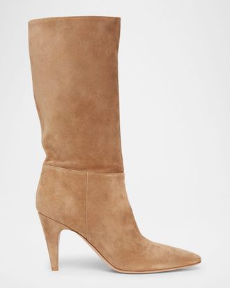 Gianvito Rossi Slouchy Suede Mid Boots