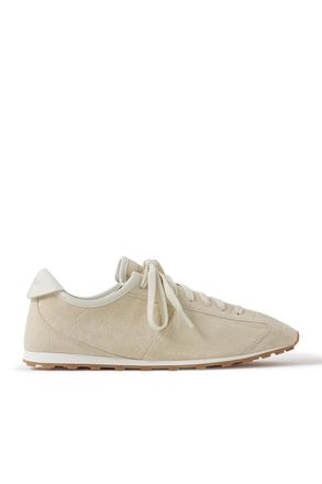 Jacquemus The Tennis Leather-Trimmed Croc-Effect Suede Sneakers