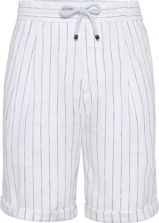 Brunello Cucinelli striped linen shorts - men - Linen/Flax - 50 - White