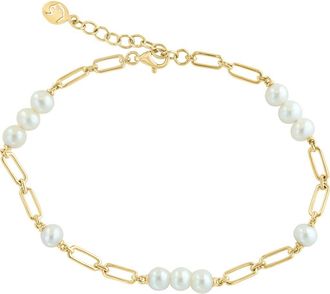 Effy 14K Yellow Gold Fresh Water Pearl Link Bracelet in 14K Gold at Nordstrom, Size 7